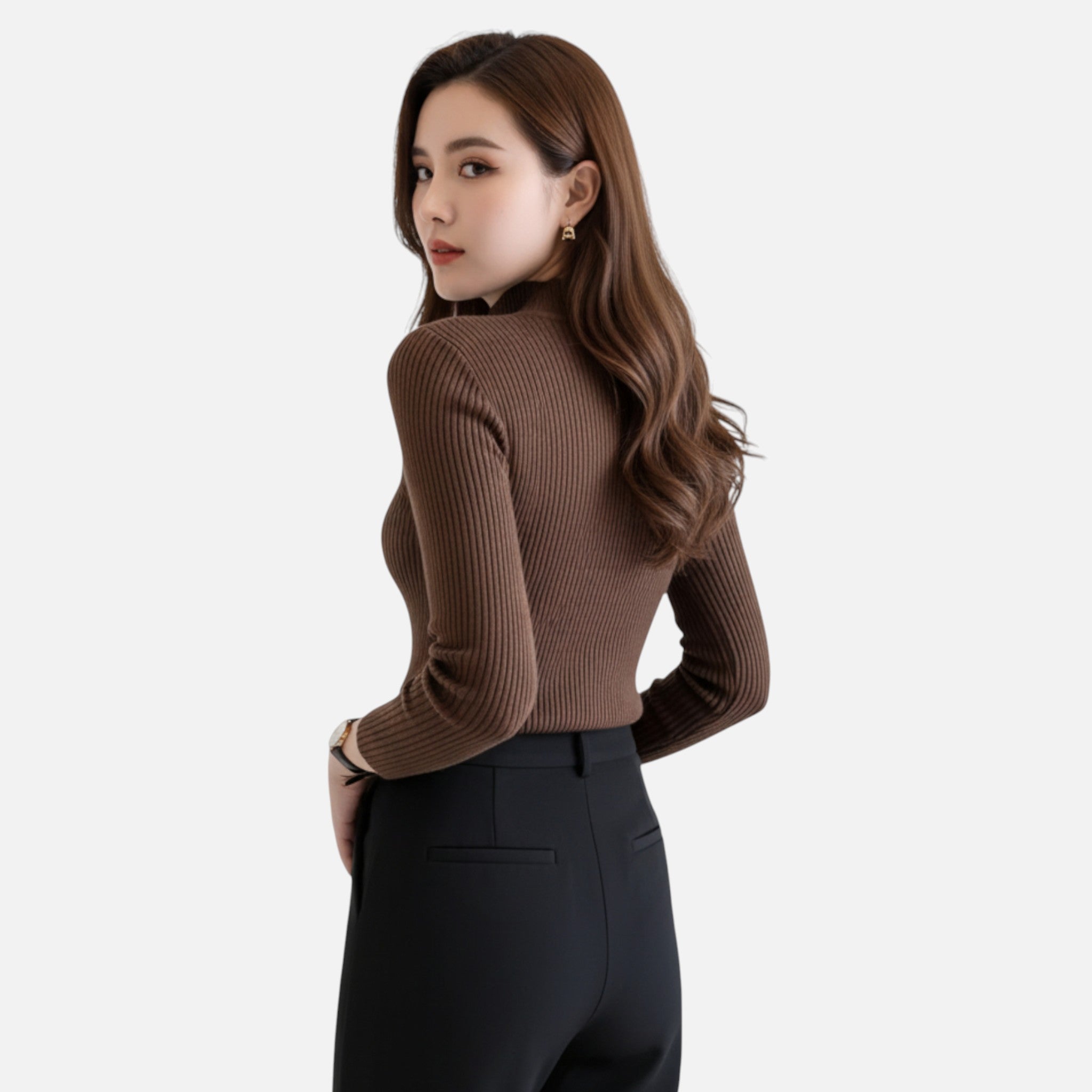 Old Fortune | Elegancki Sweter Slim Fit z Wysokim Kołnierzem
