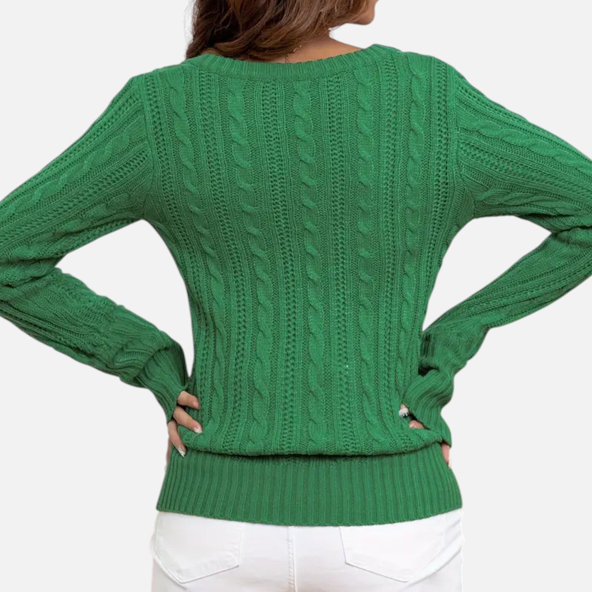 Old Fortune | Damski Sweter Dzianinowy V-Neck z Wzorem