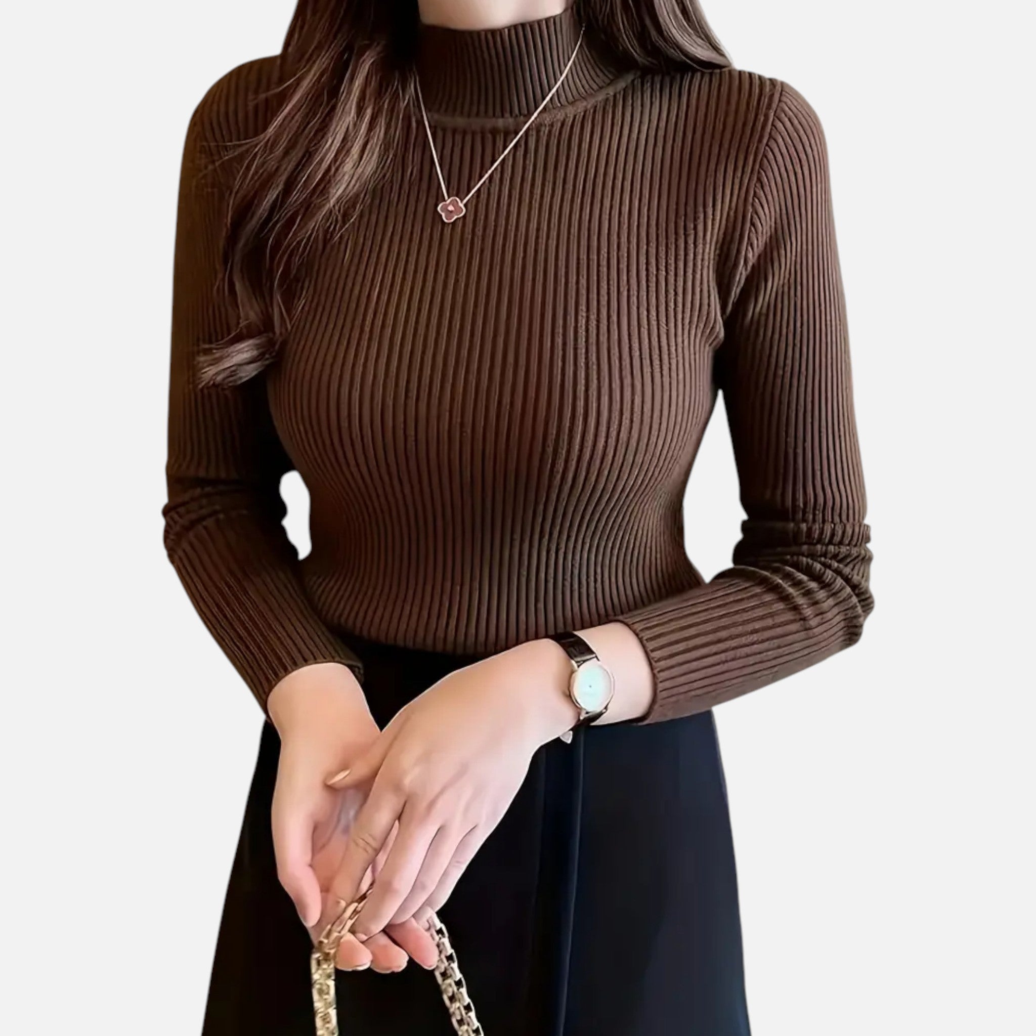 Old Fortune | Elegancki Sweter Slim Fit z Wysokim Kołnierzem