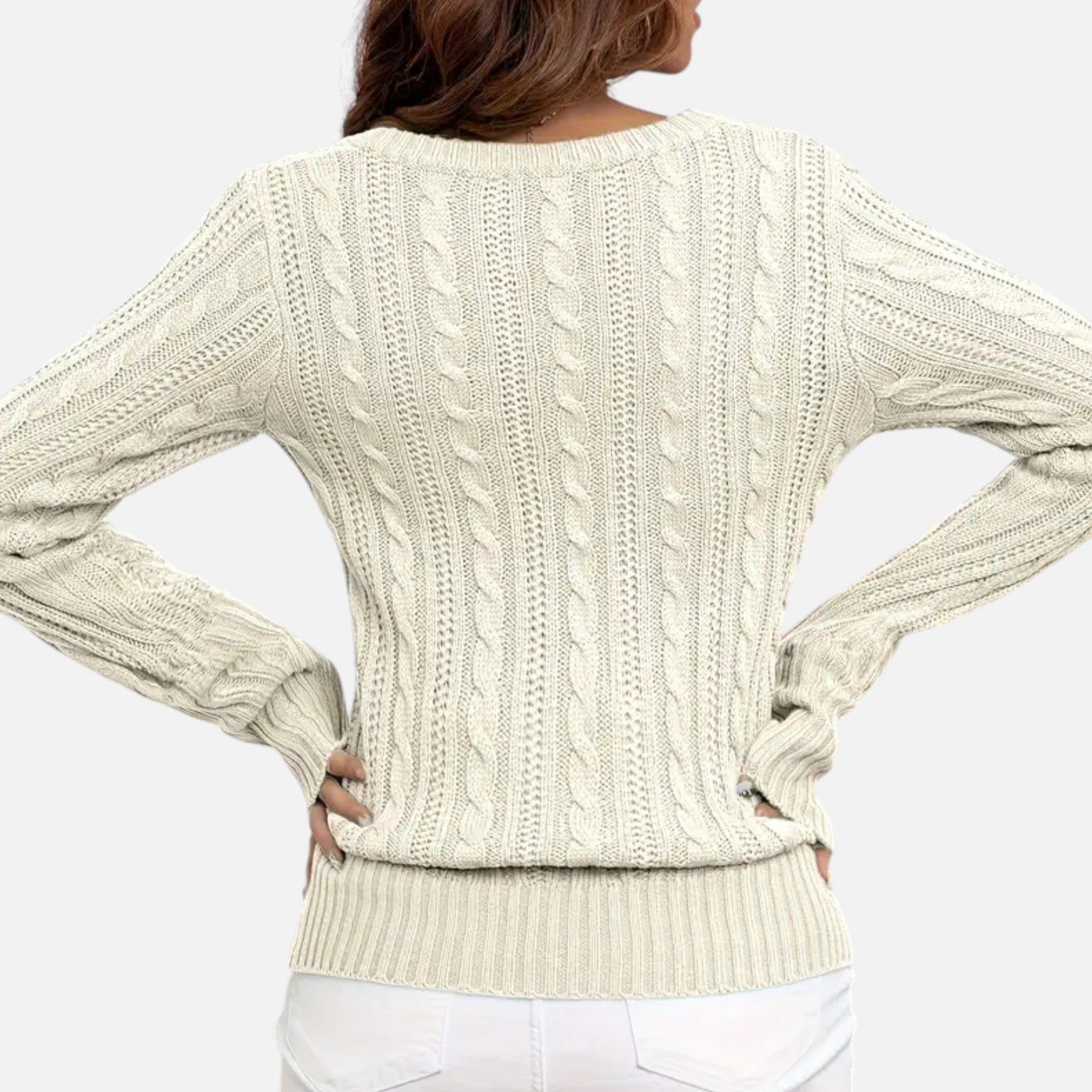 Old Fortune | Damski Sweter Dzianinowy V-Neck z Wzorem