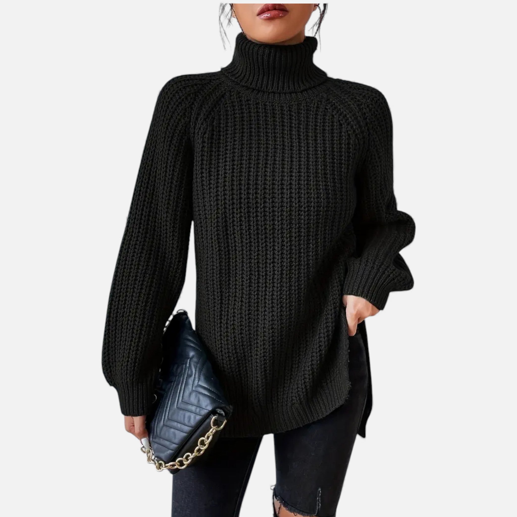 Old Fortune | Damski Sweter Dzianinowy z Wzorem Raglan