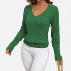 Old Fortune | Damski Sweter Dzianinowy V-Neck z Wzorem