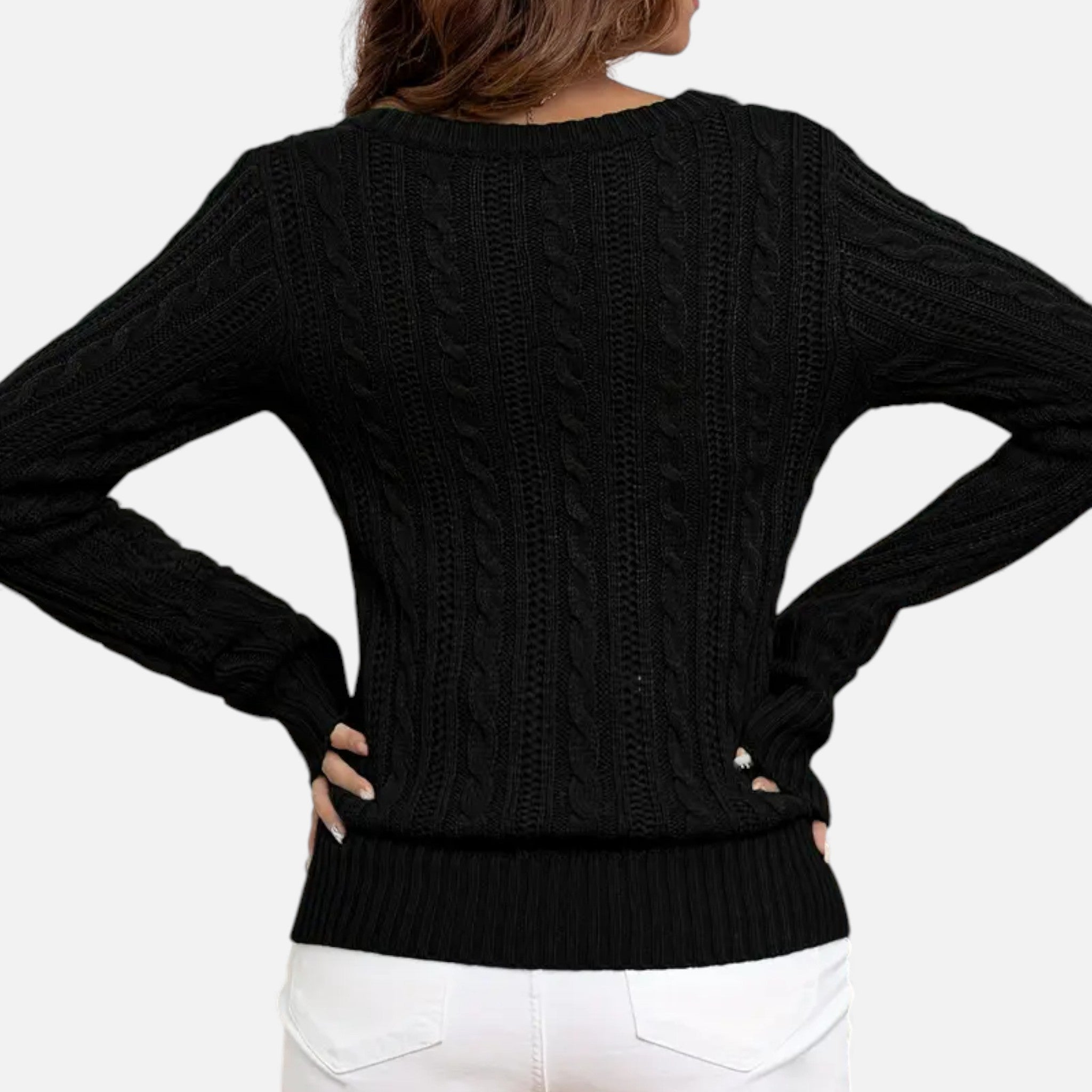 Old Fortune | Damski Sweter Dzianinowy V-Neck z Wzorem