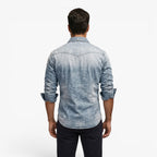 Old Fortune | Herren Jeanshemd Western mit Druckknöpfen und Taschen