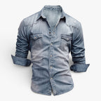 Old Fortune | Herren Jeanshemd Western mit Druckknöpfen und Taschen