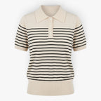 Old Fortune | Damen Strick-Poloshirt mit Streifen