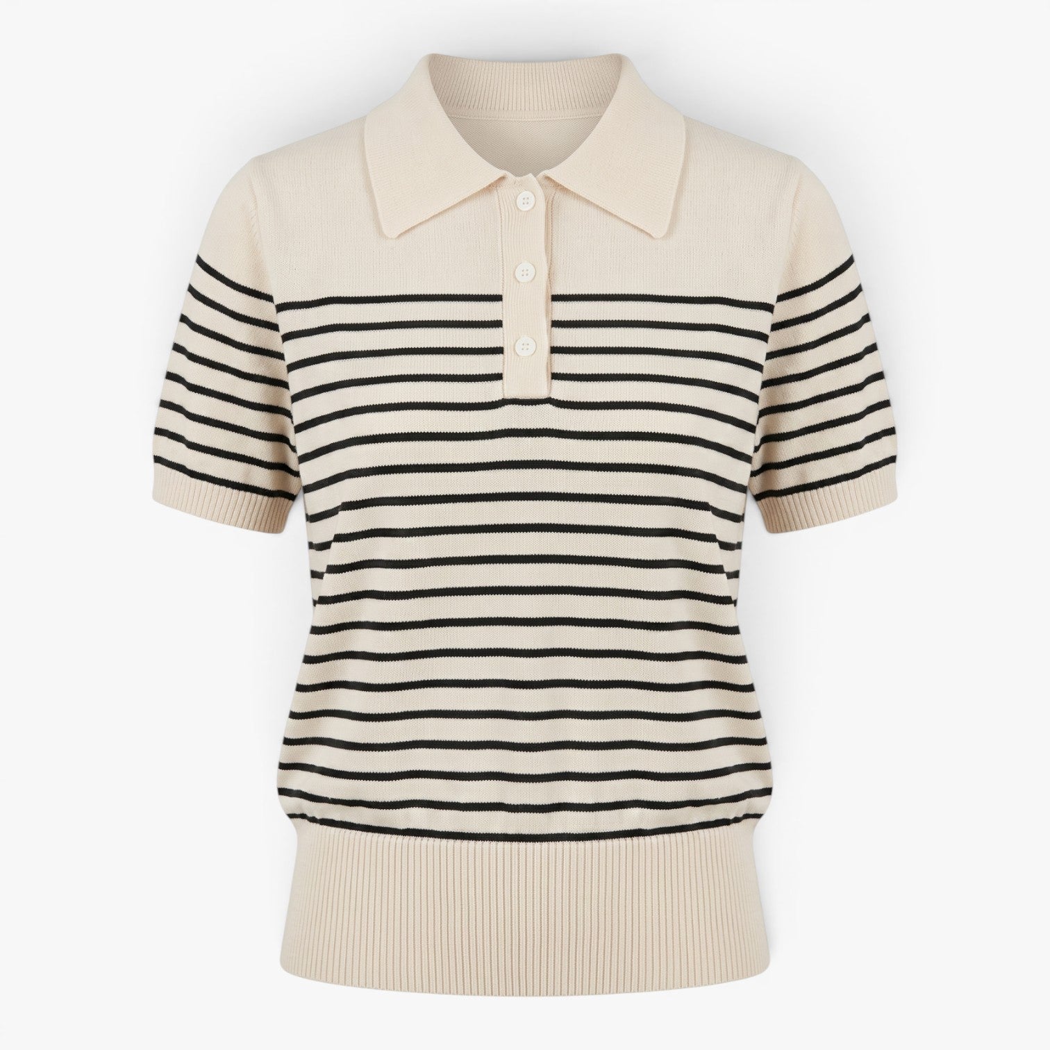 Old Fortune | Damen Strick-Poloshirt mit Streifen