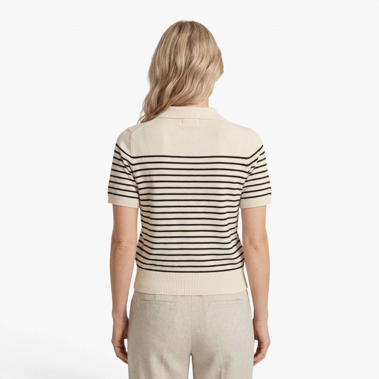 Old Fortune | Damen Strick-Poloshirt mit Streifen