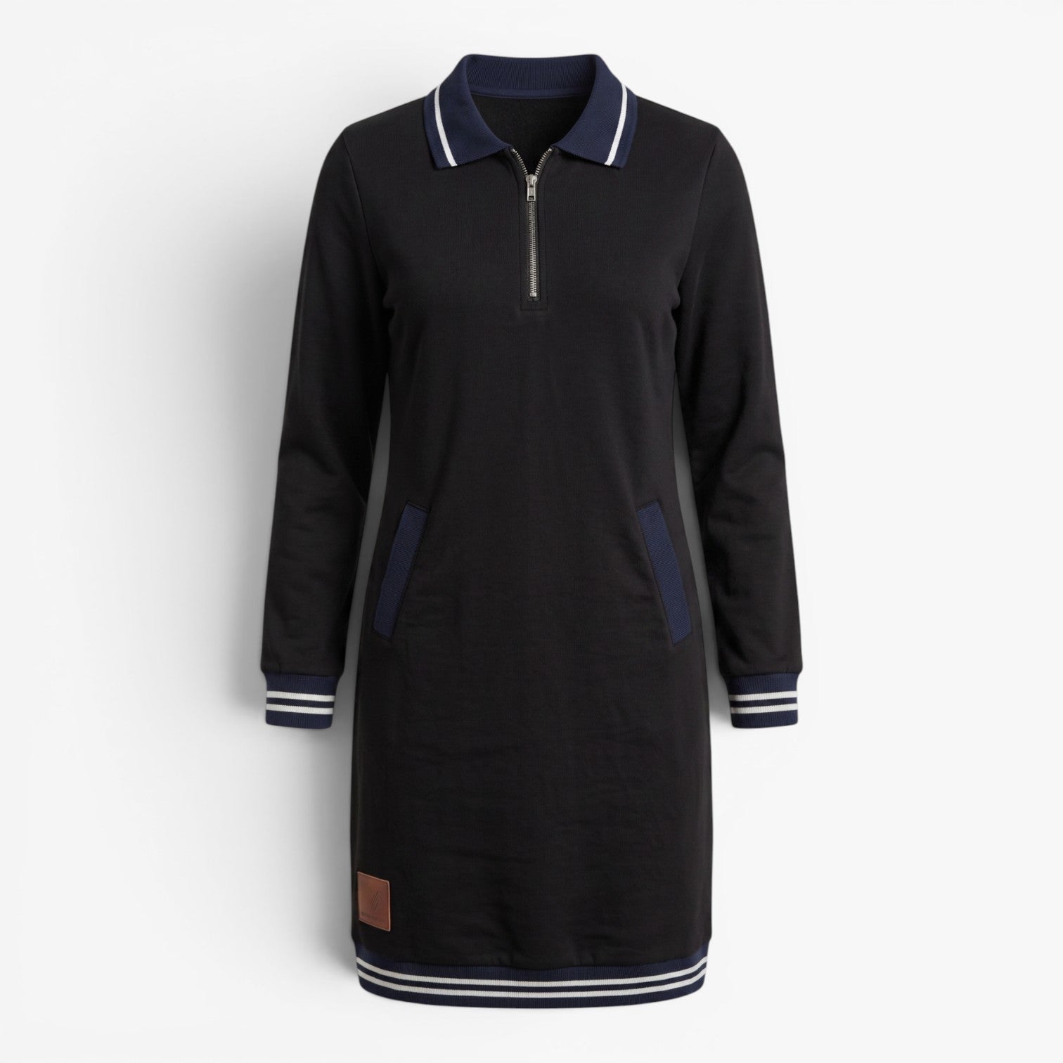 Old Fortune | Women's Casual Sports Dress with Collar and Zipper