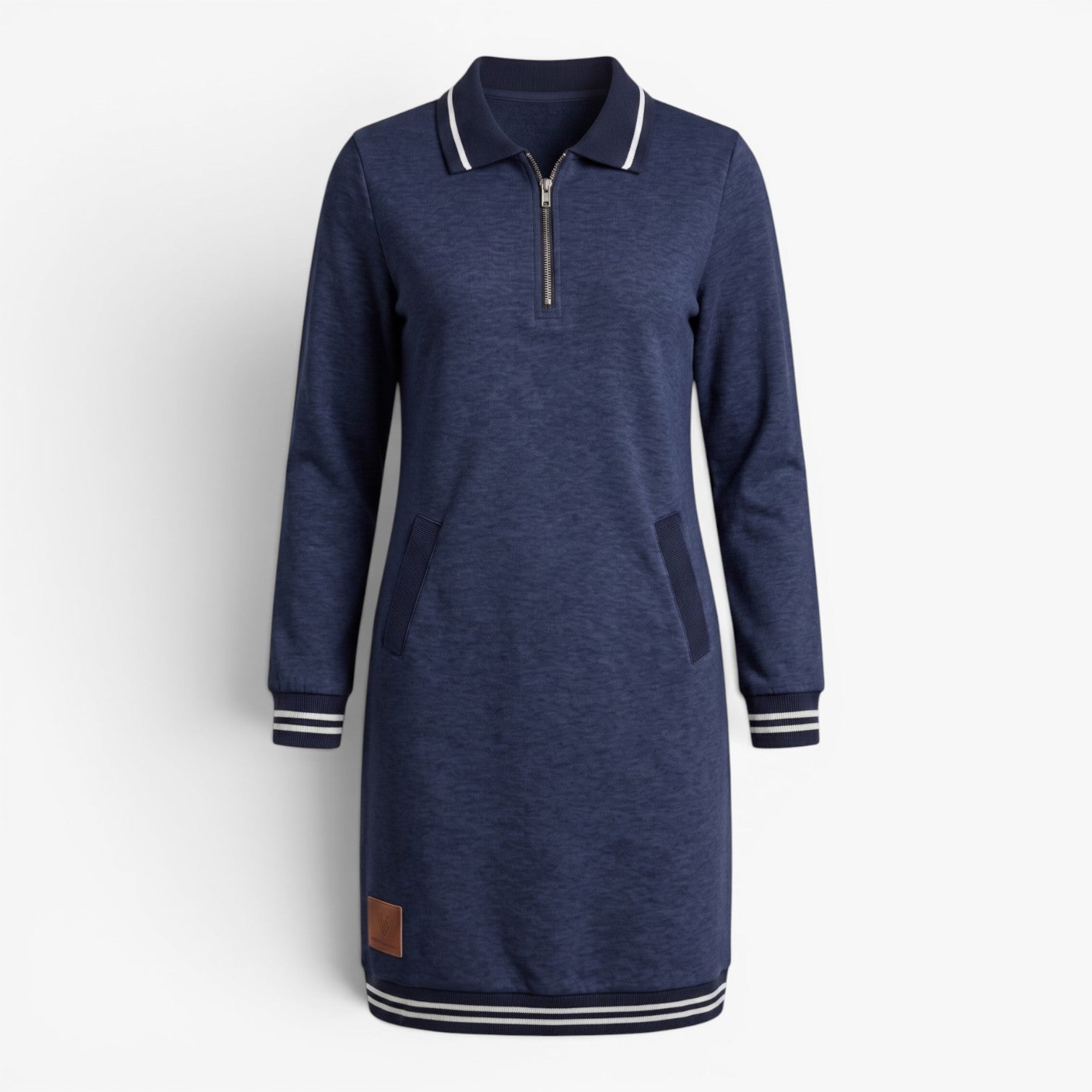 Old Fortune | Women's Casual Sports Dress with Collar and Zipper