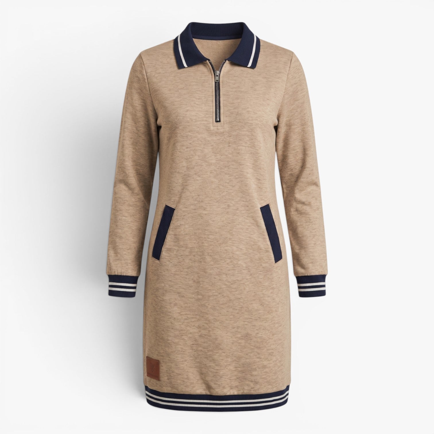 Old Fortune | Women's Casual Sports Dress with Collar and Zipper