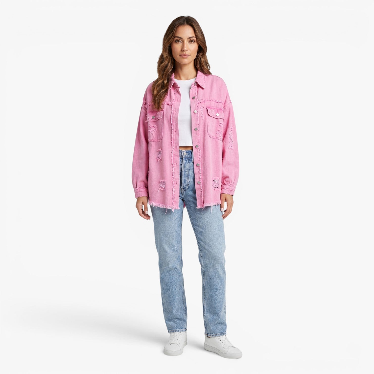 Old Fortune | Dames Jeansjack Oversize met Versleten Details