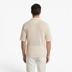 Old Fortune | Men's Knit Shirt with Openwork Pattern and Open Collar