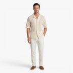 Old Fortune | Men's Knit Shirt with Openwork Pattern and Open Collar