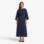 Old Fortune | Damen Maxikleid mit Gürtel und weiten Ärmeln