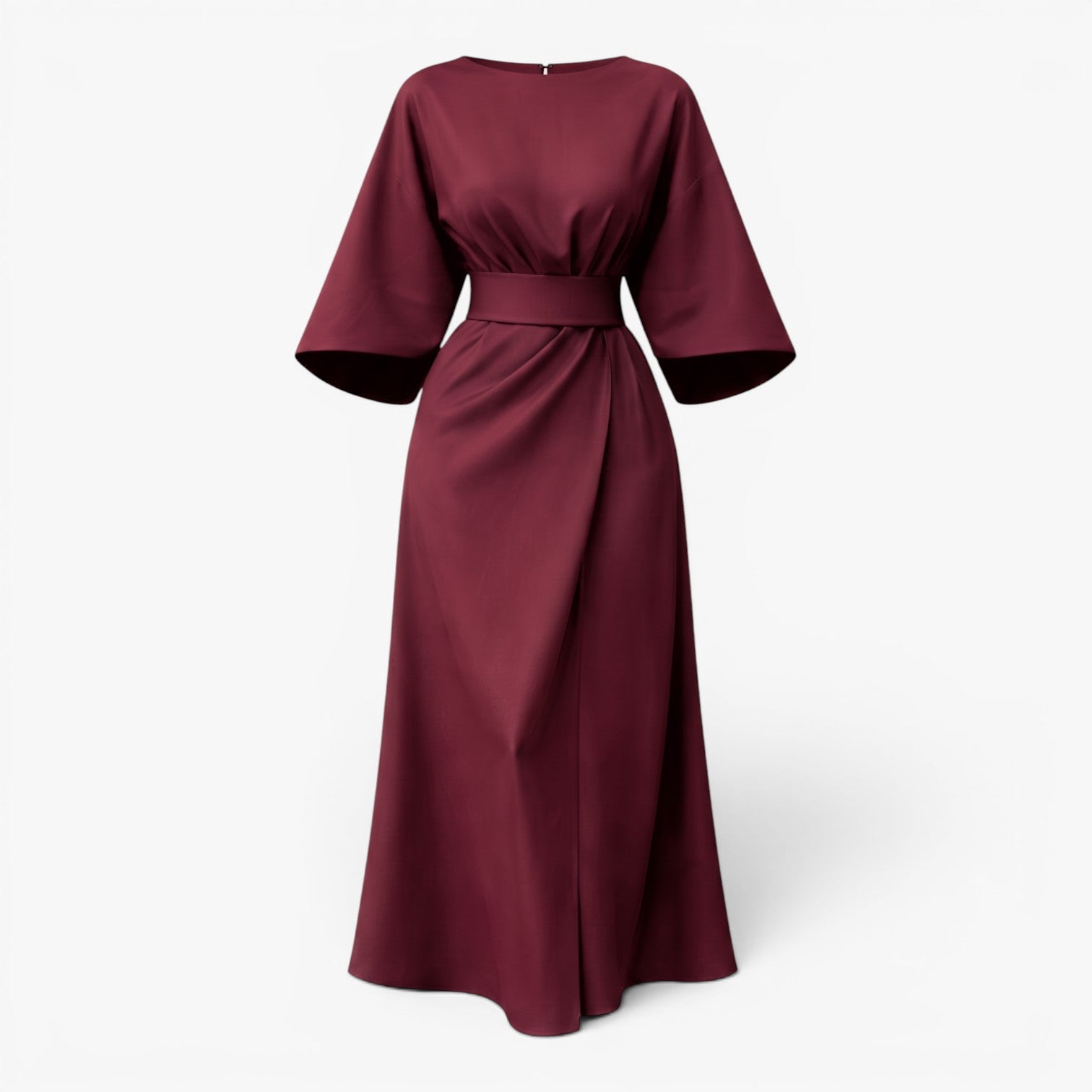 Old Fortune | Women's Maxi Dress with Belt and Wide Sleeves
