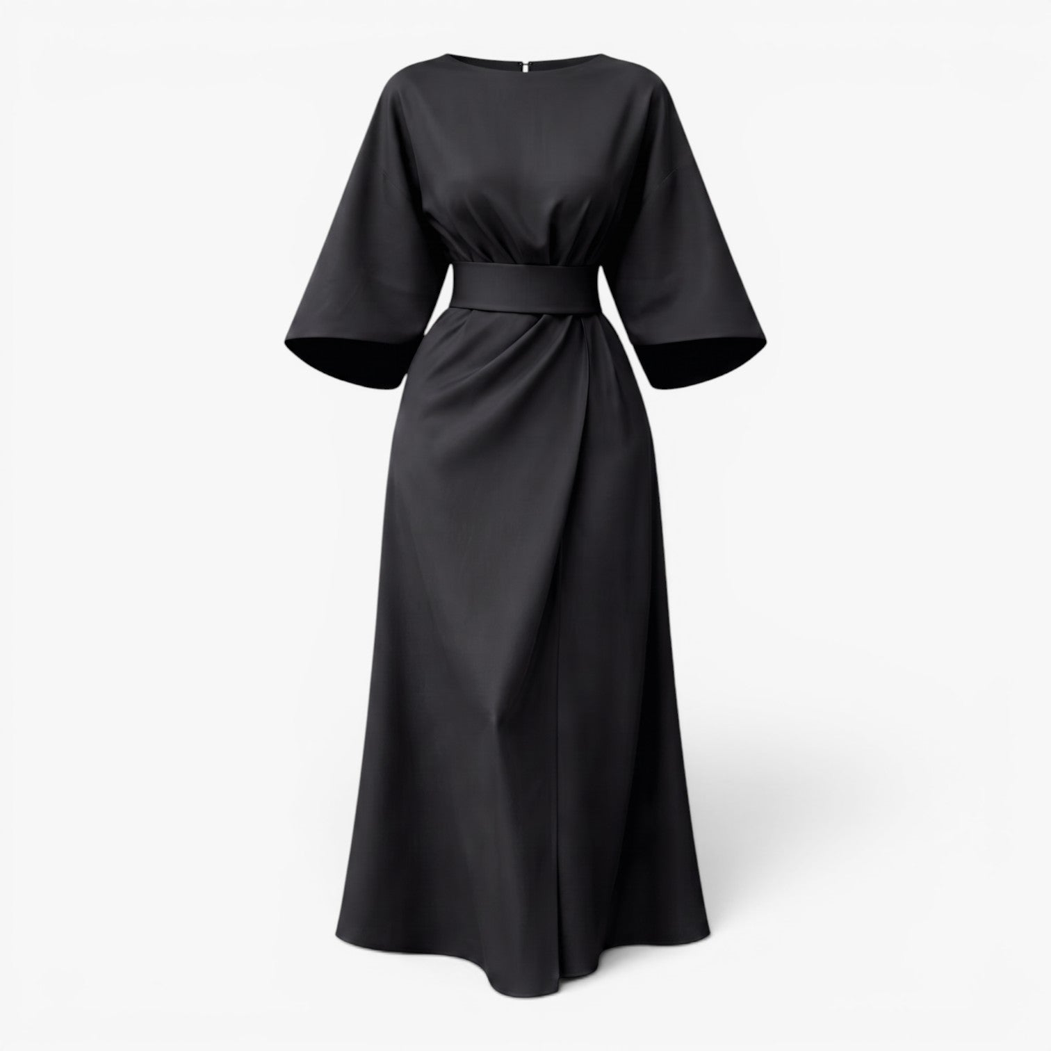 Old Fortune | Women's Maxi Dress with Belt and Wide Sleeves