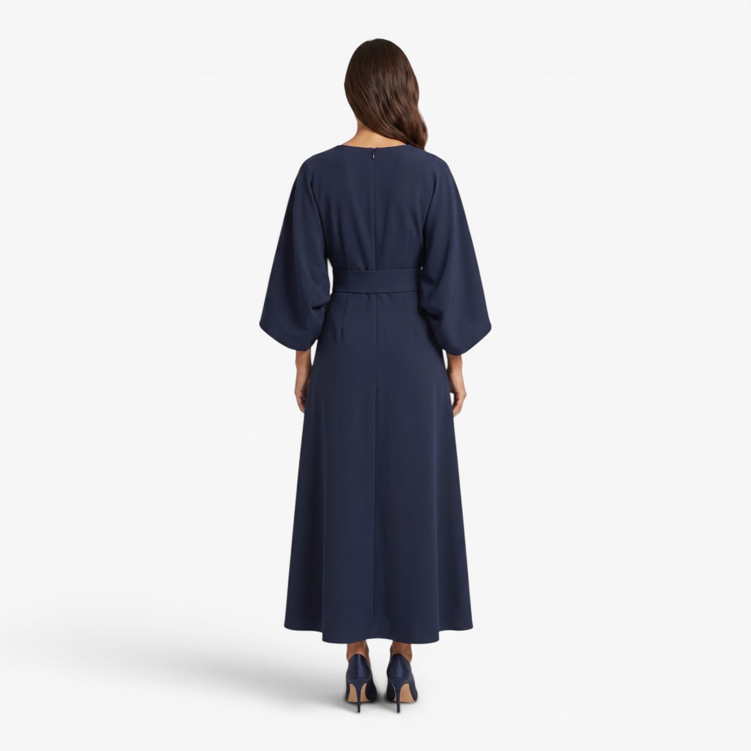 Old Fortune | Damen Maxikleid mit Gürtel und weiten Ärmeln