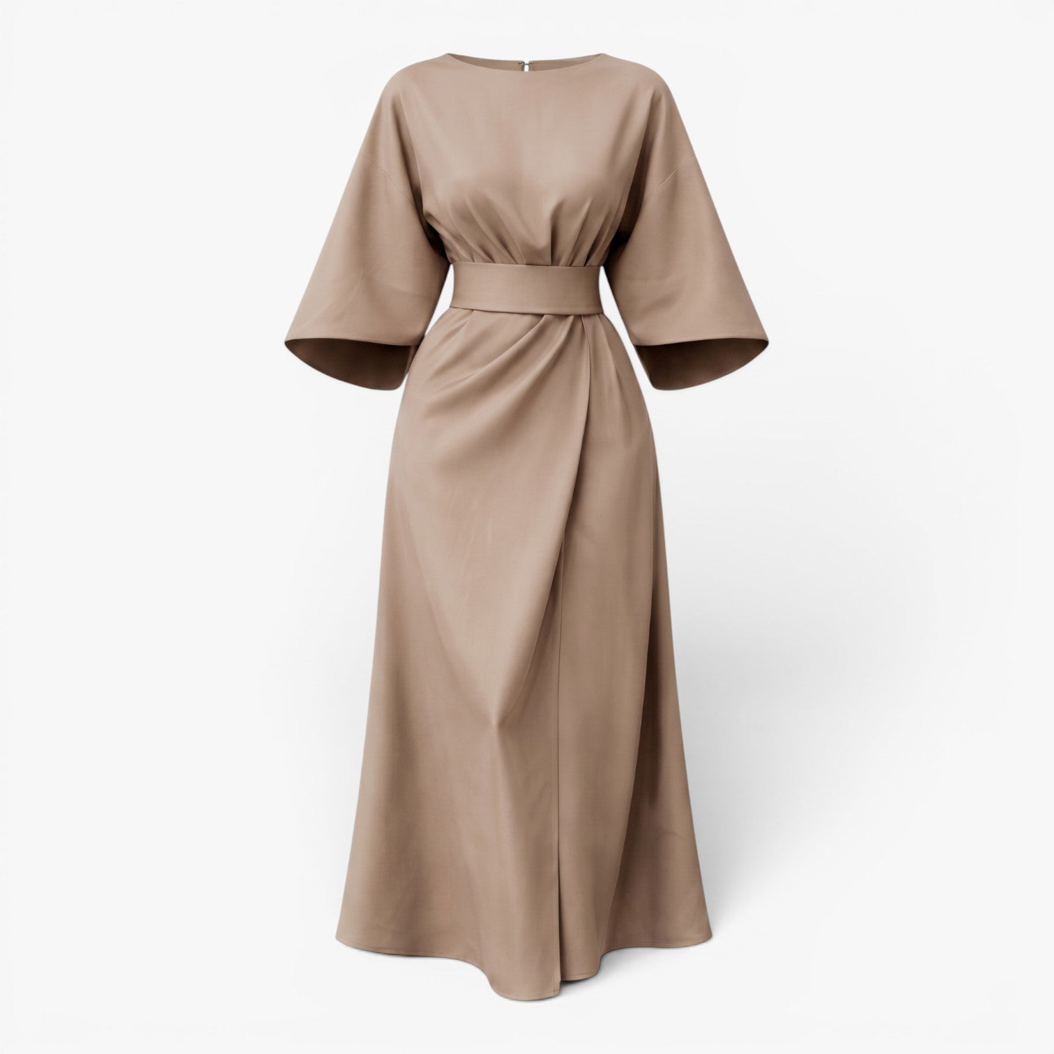 Old Fortune | Women's Maxi Dress with Belt and Wide Sleeves