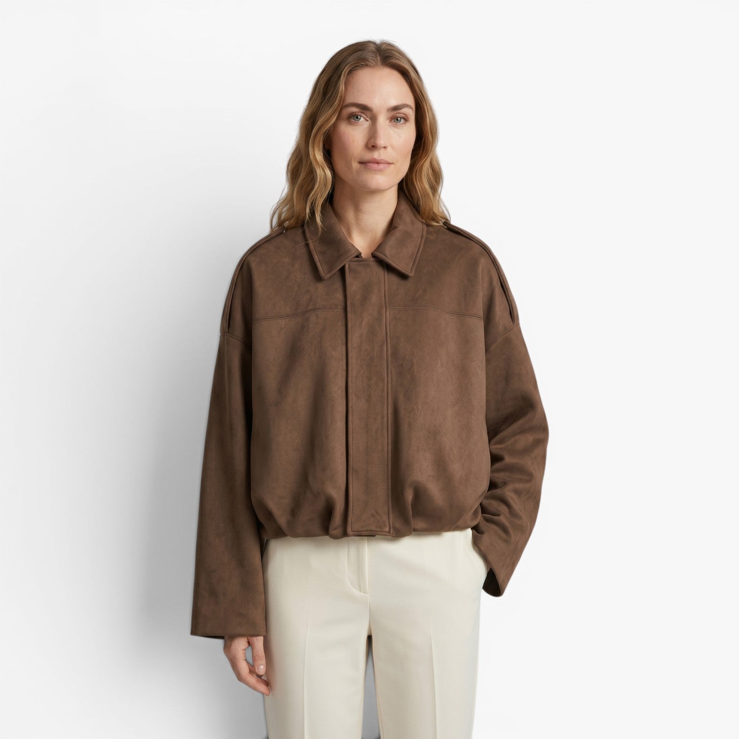 Old Fortune | Dames Oversized Jas met Suède Afwerking