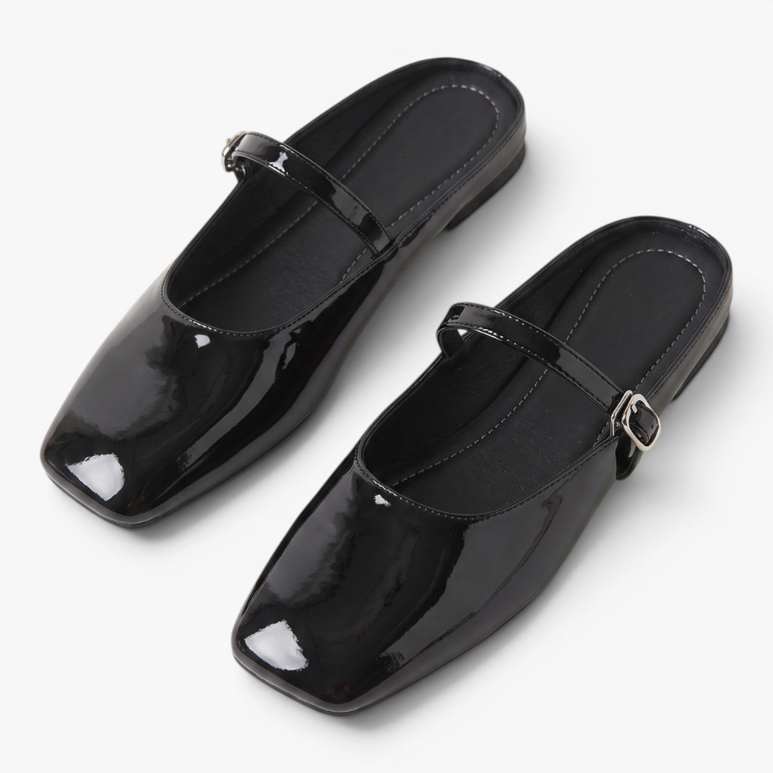 Old Fortune | Dames Lakleren Ballerina Mule Mary Jane met Gesp