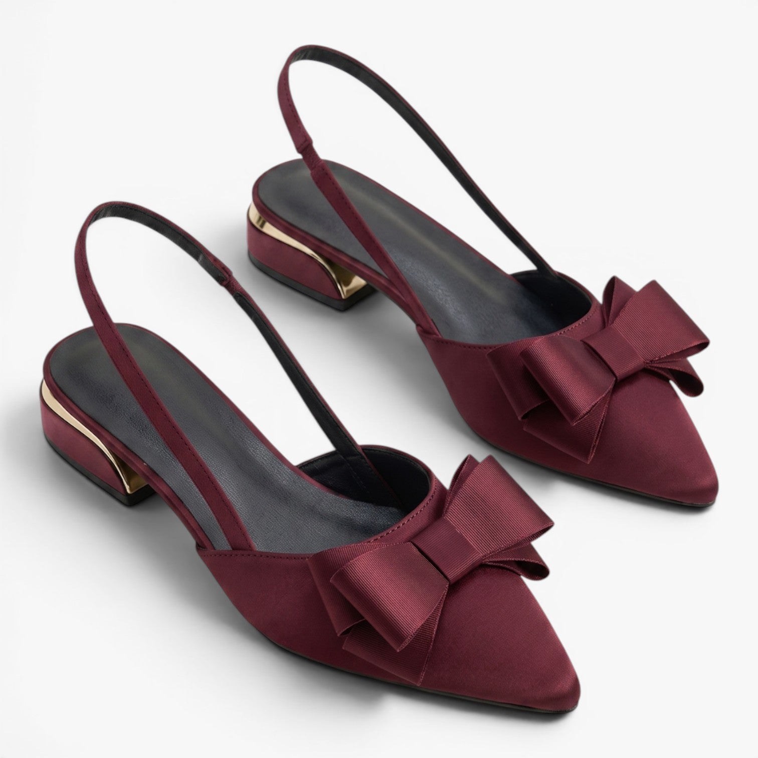Old Fortune | Women's Slingback Pumps with Bow and Pointed Toe
