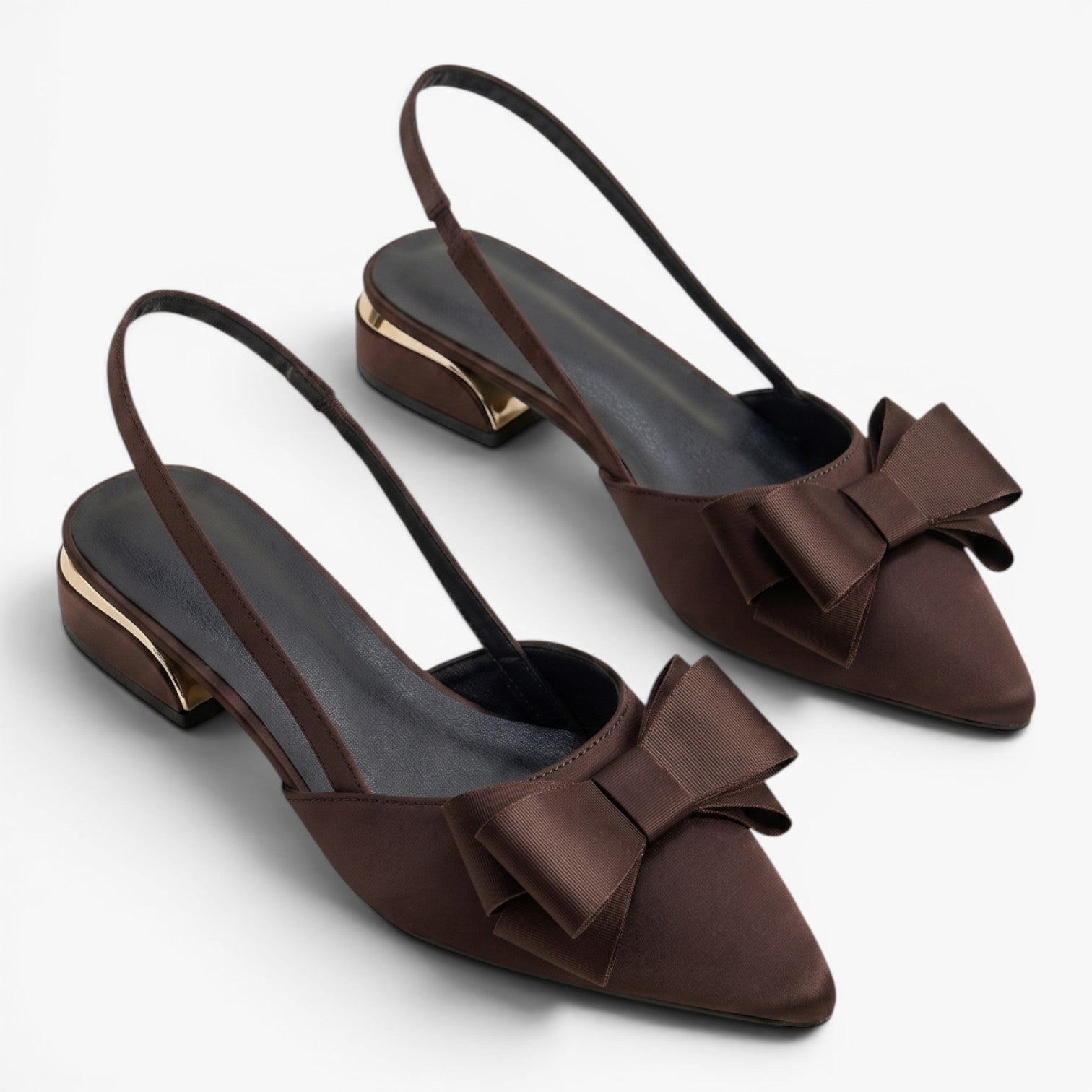Old Fortune | Women's Slingback Pumps with Bow and Pointed Toe