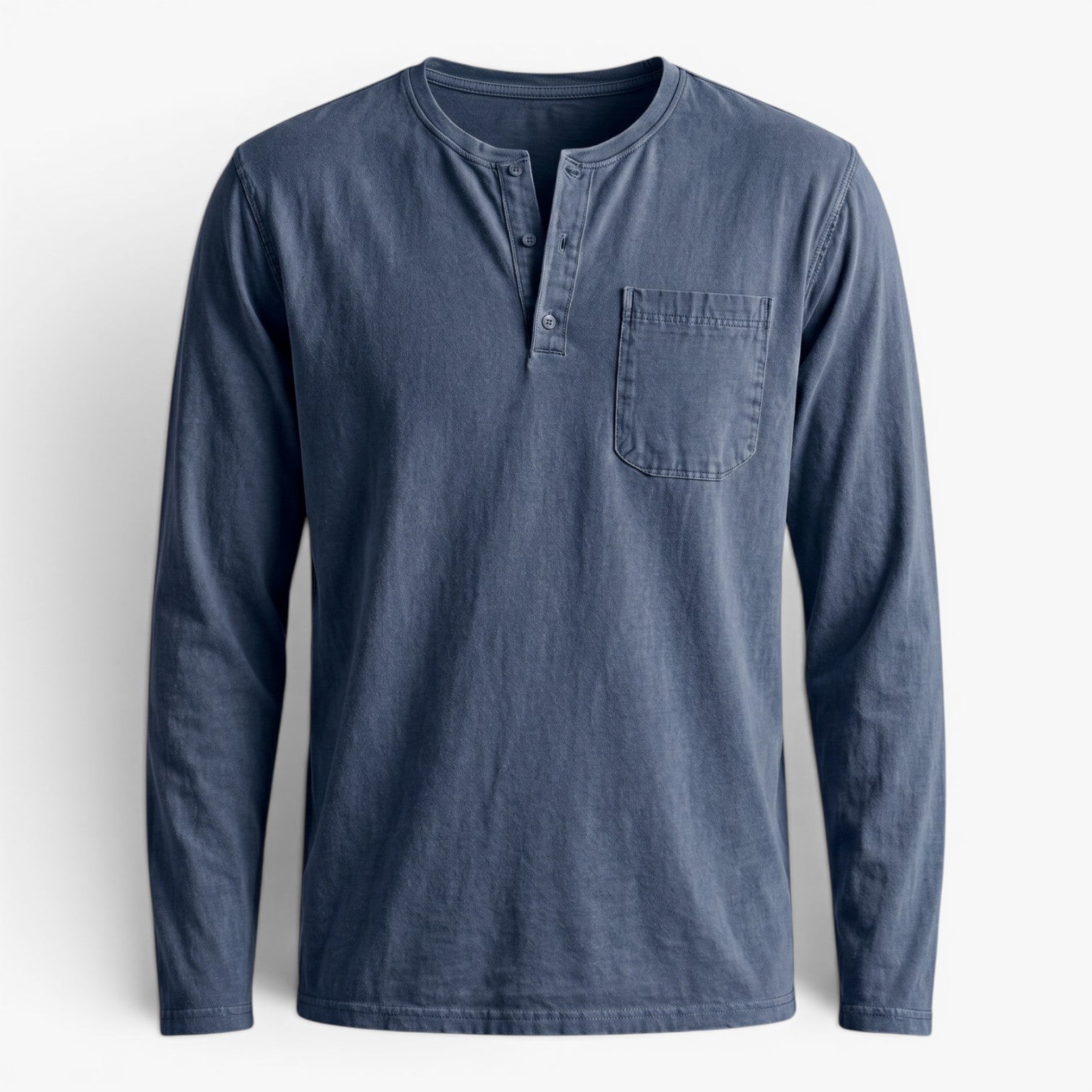 Old Fortune | Męska Koszulka Henley z Długim Rękawem i Kieszenią Casual