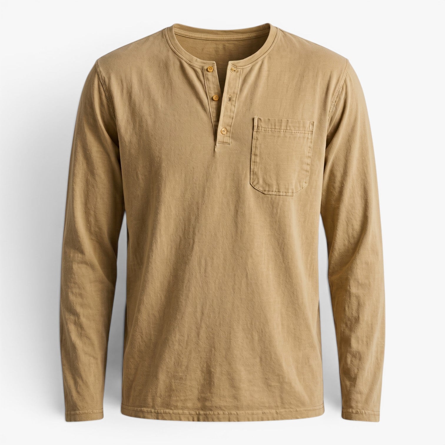 Old Fortune | Męska Koszulka Henley z Długim Rękawem i Kieszenią Casual