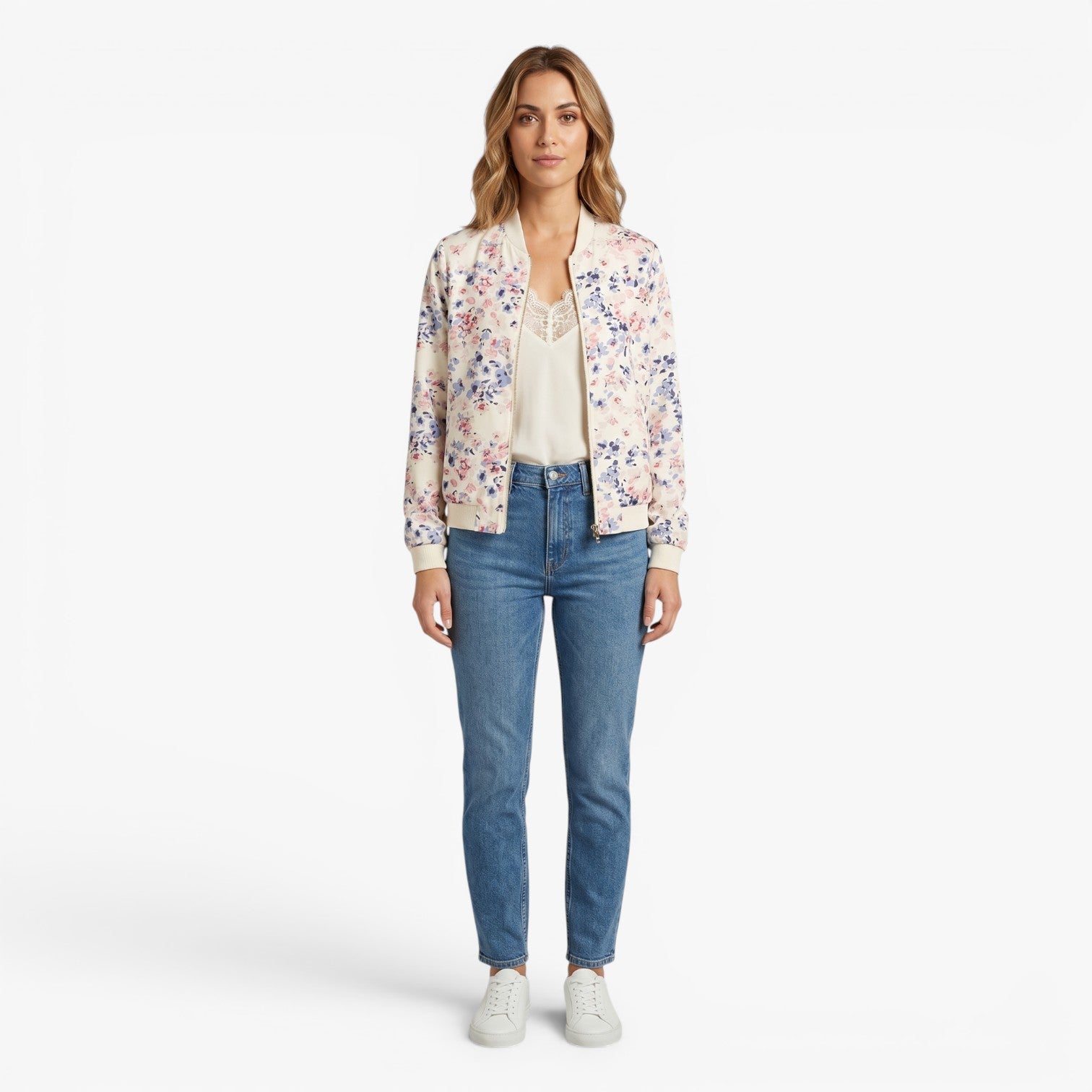 Old Fortune | Women's Floral Pattern Bomber Jacket