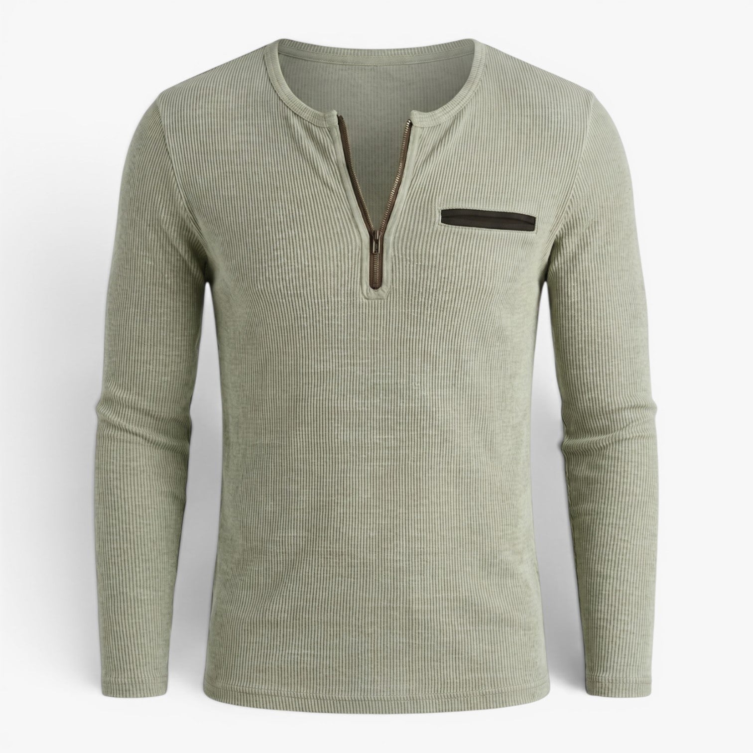 Old Fortune | Men's T-shirt with Zipper at the Neckline and Chest Pocket