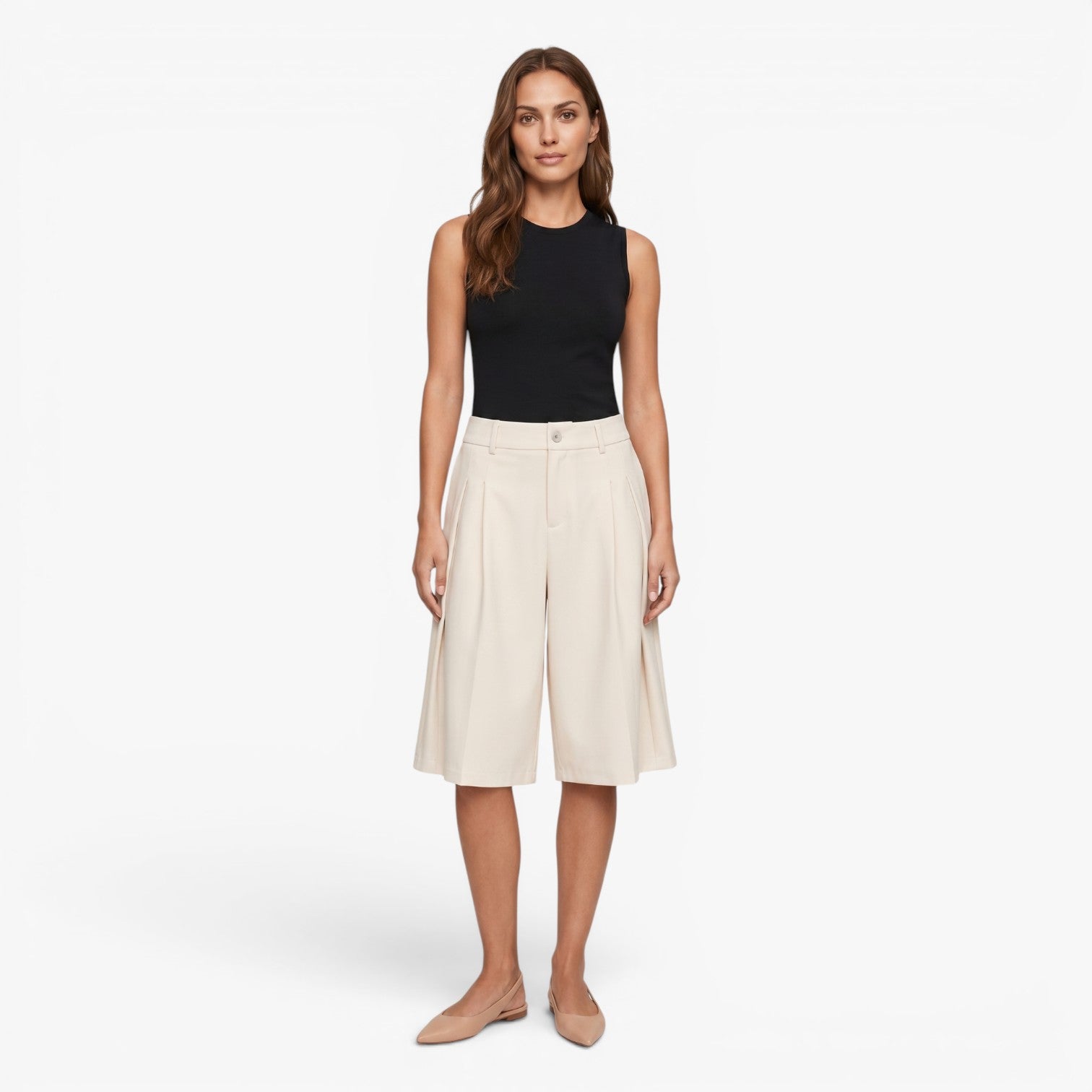 Old Fortune | Women's Elegant Bermuda Shorts with Pleats