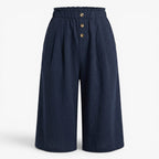 Old Fortune | Women's Bermuda Shorts with Wide Legs and Decorative Buttons