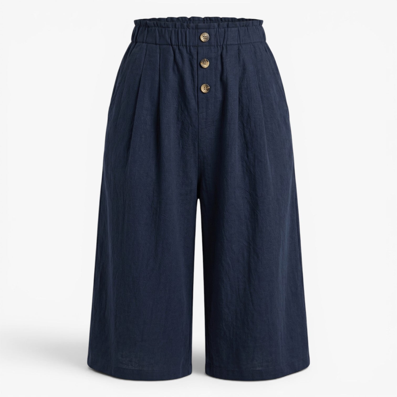 Old Fortune | Women's Bermuda Shorts with Wide Legs and Decorative Buttons