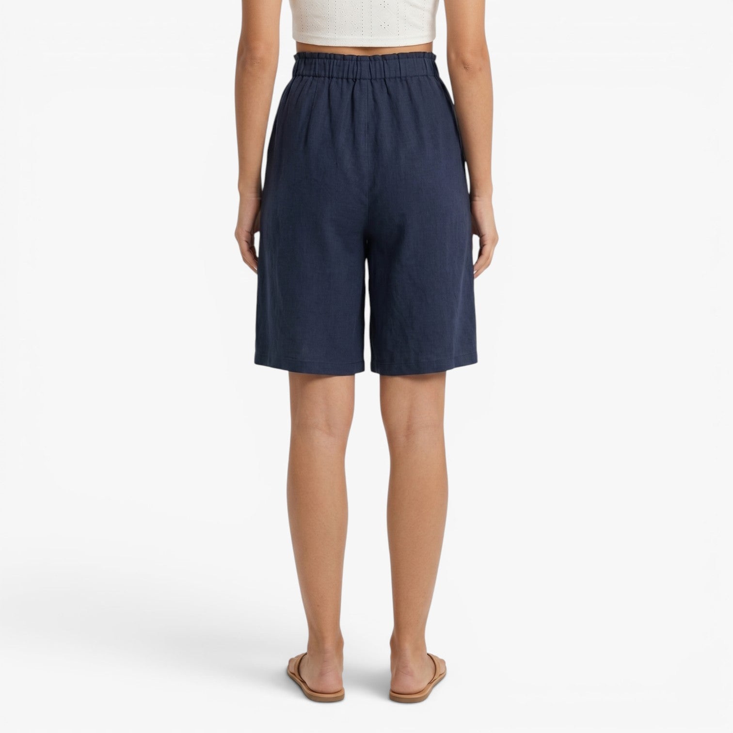 Old Fortune | Women's Bermuda Shorts with Wide Legs and Decorative Buttons