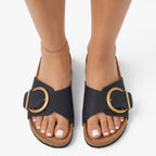Old Fortune | Dames Casual Slippers met Decoratieve Gesp en Geprofileerde Zool