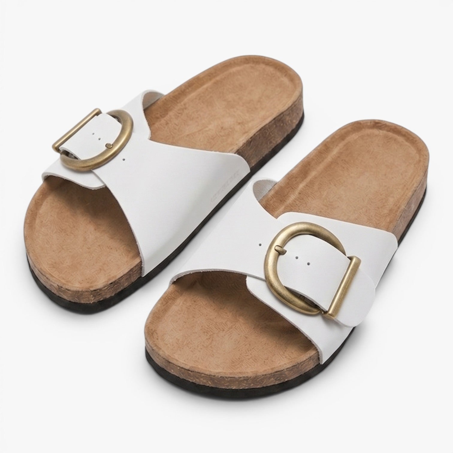 Old Fortune | Women's Casual Slides with Decorative Buckle and Contoured Sole