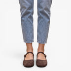 Old Fortune | Dames Suède Ballerina Mule Mary Jane met Gesp