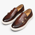Old Fortune | Men's Loafers with Decorative Strap and Embossed Finish