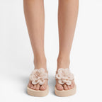 Old Fortune | Damesplatformslippers met decoratieve bloem