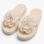 Old Fortune | Damesplatformslippers met decoratieve bloem