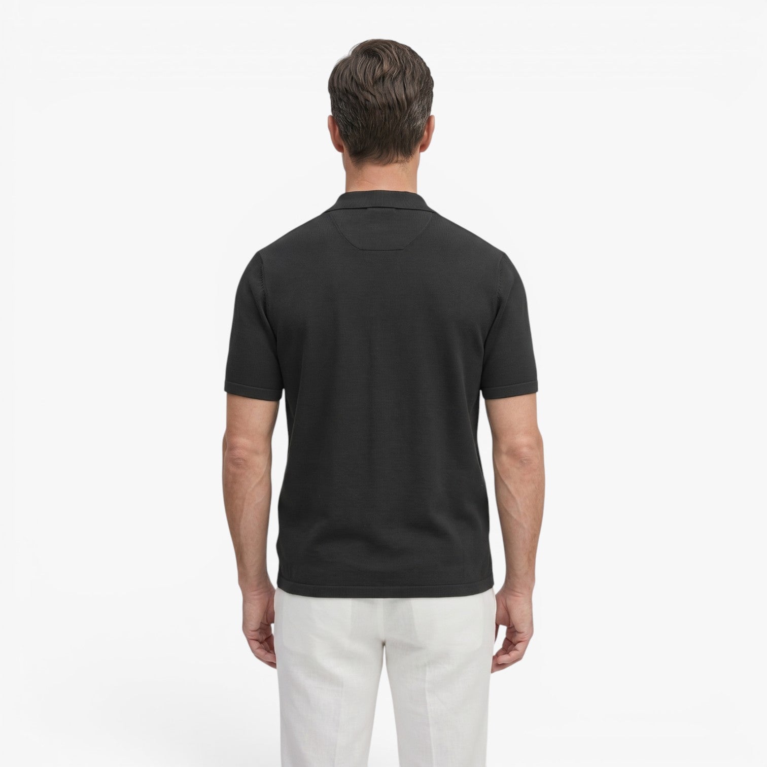 Old Fortune | Men's Shirt with Contrasting Vertical Pattern and Short Sleeves