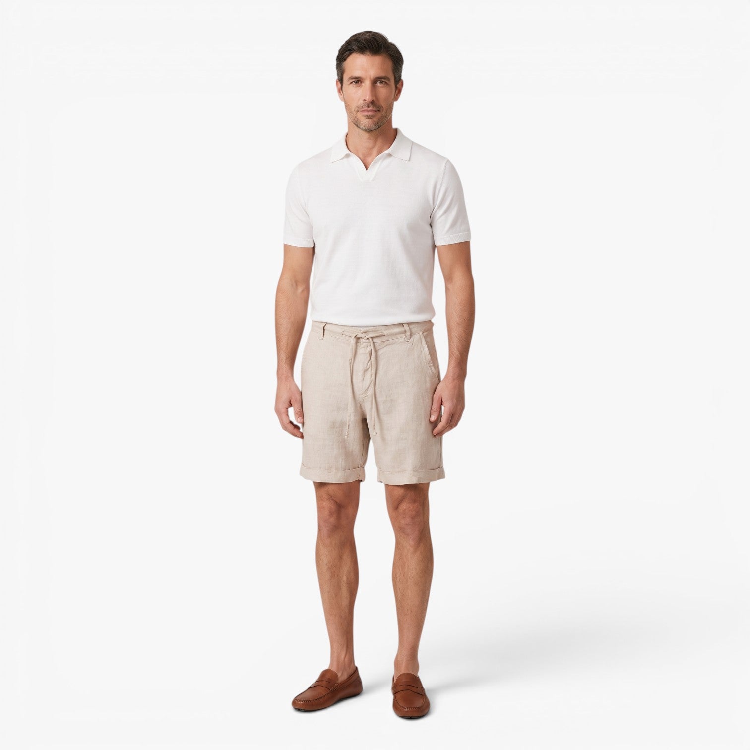 Old Fortune | Men's Shorts with Waist Tie and Straight Cut