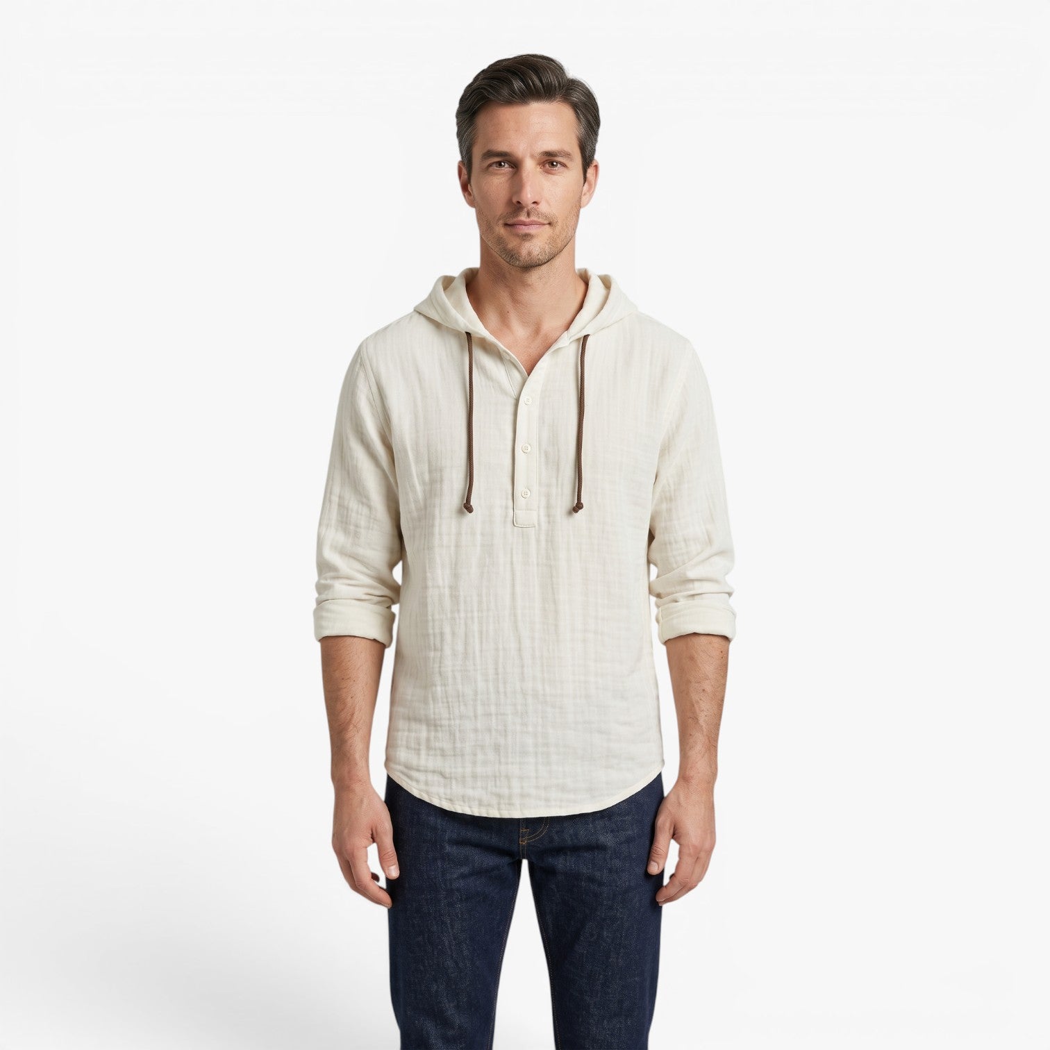 Old Fortune | Men's Hoodie Shirt with Buttons at the Neckline