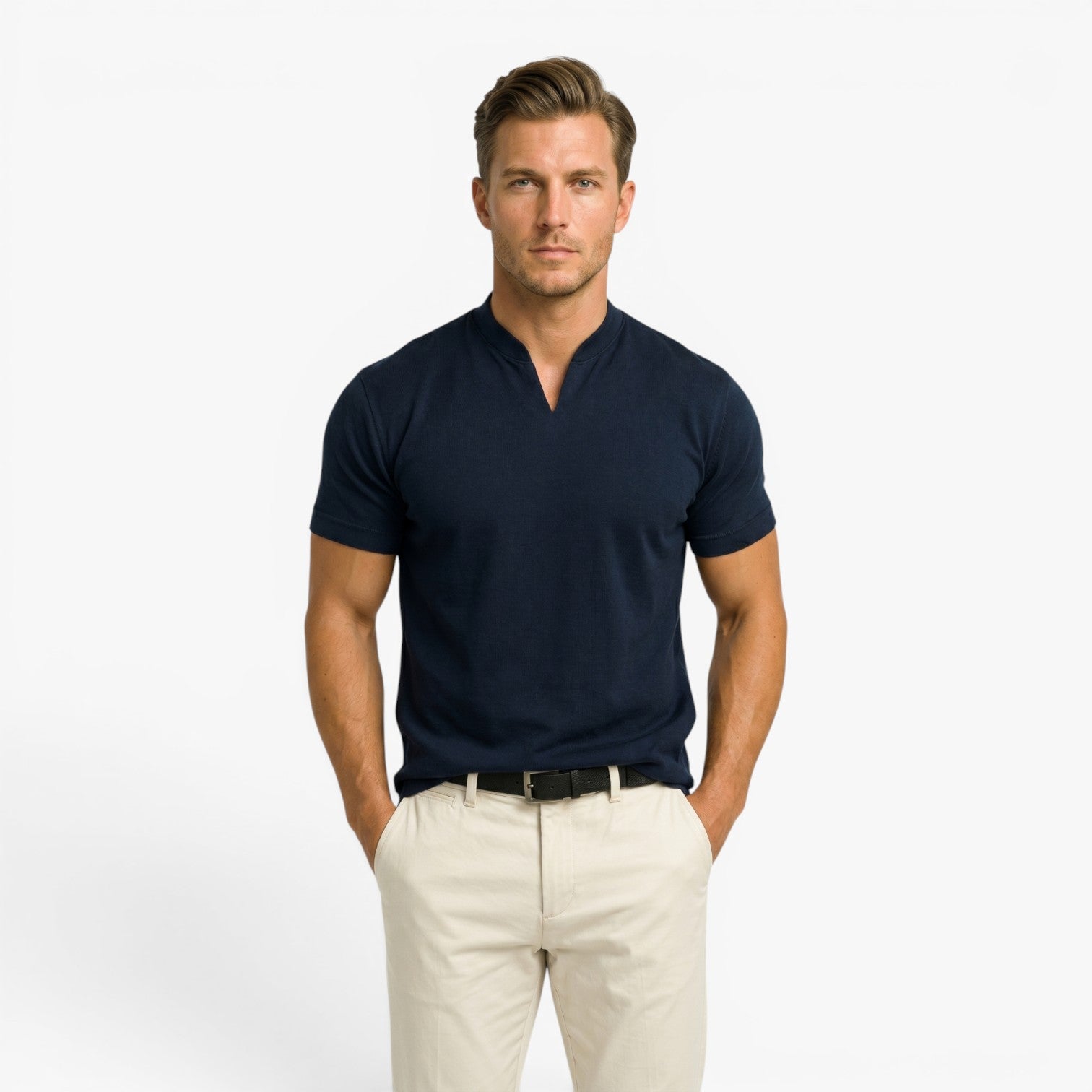 Old Fortune | Herren-Casual-Shirt mit Stehkragen  