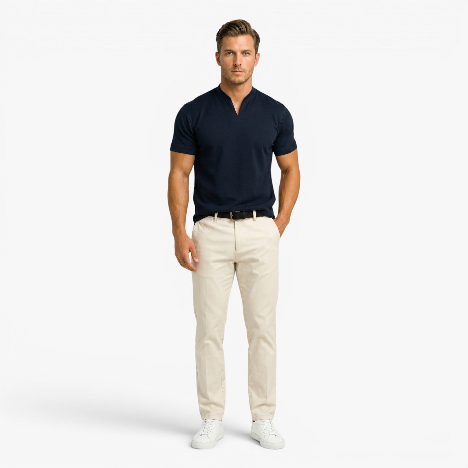 Old Fortune | Herren-Casual-Shirt mit Stehkragen  