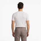 Old Fortune | Męski T-shirt Prążkowany z Dekoltem Henley i Guzikami Slim Fit