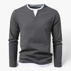 Old Fortune | Herren Langarmshirt mit V-Ausschnitt und Schlitz