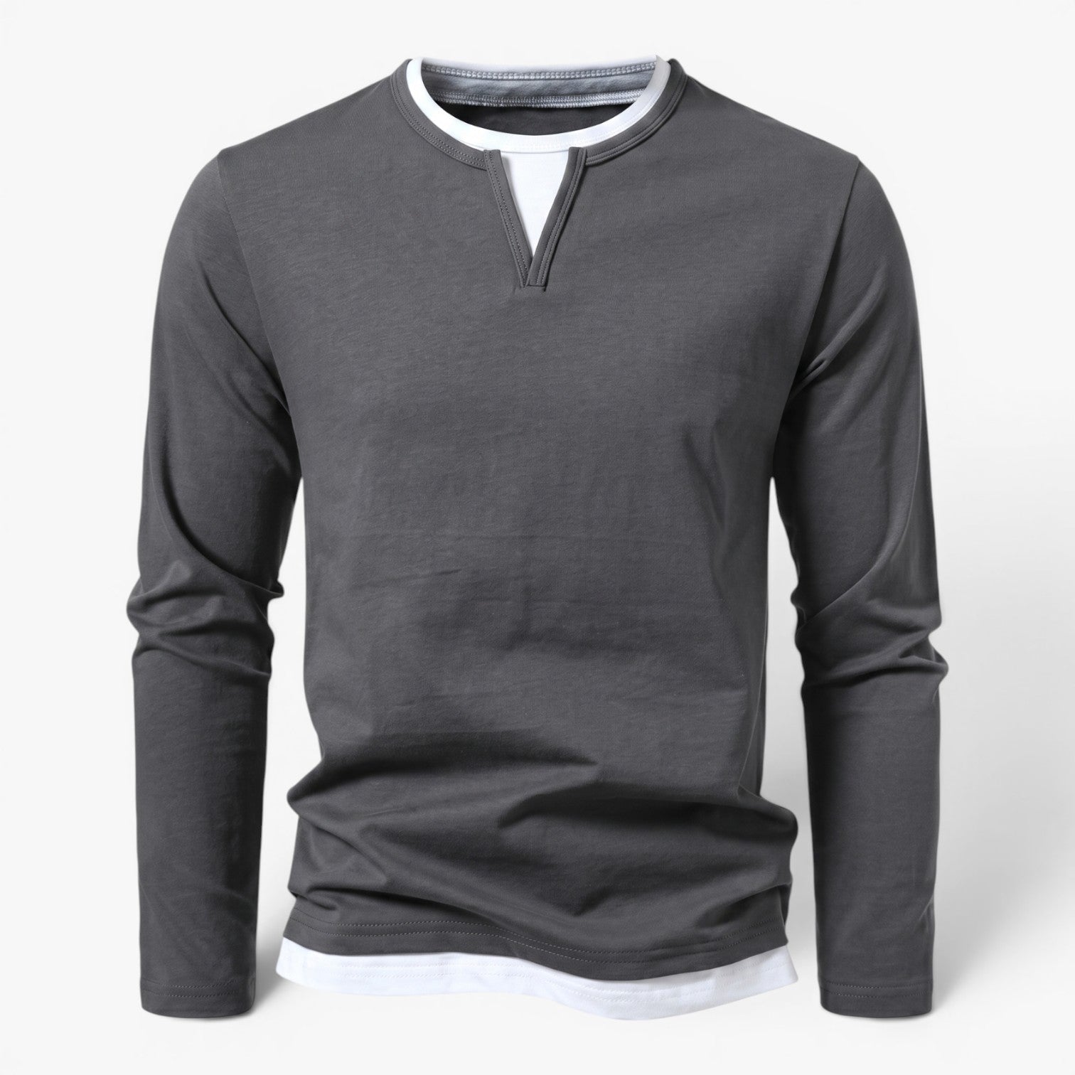 Old Fortune | Herren Langarmshirt mit V-Ausschnitt und Schlitz