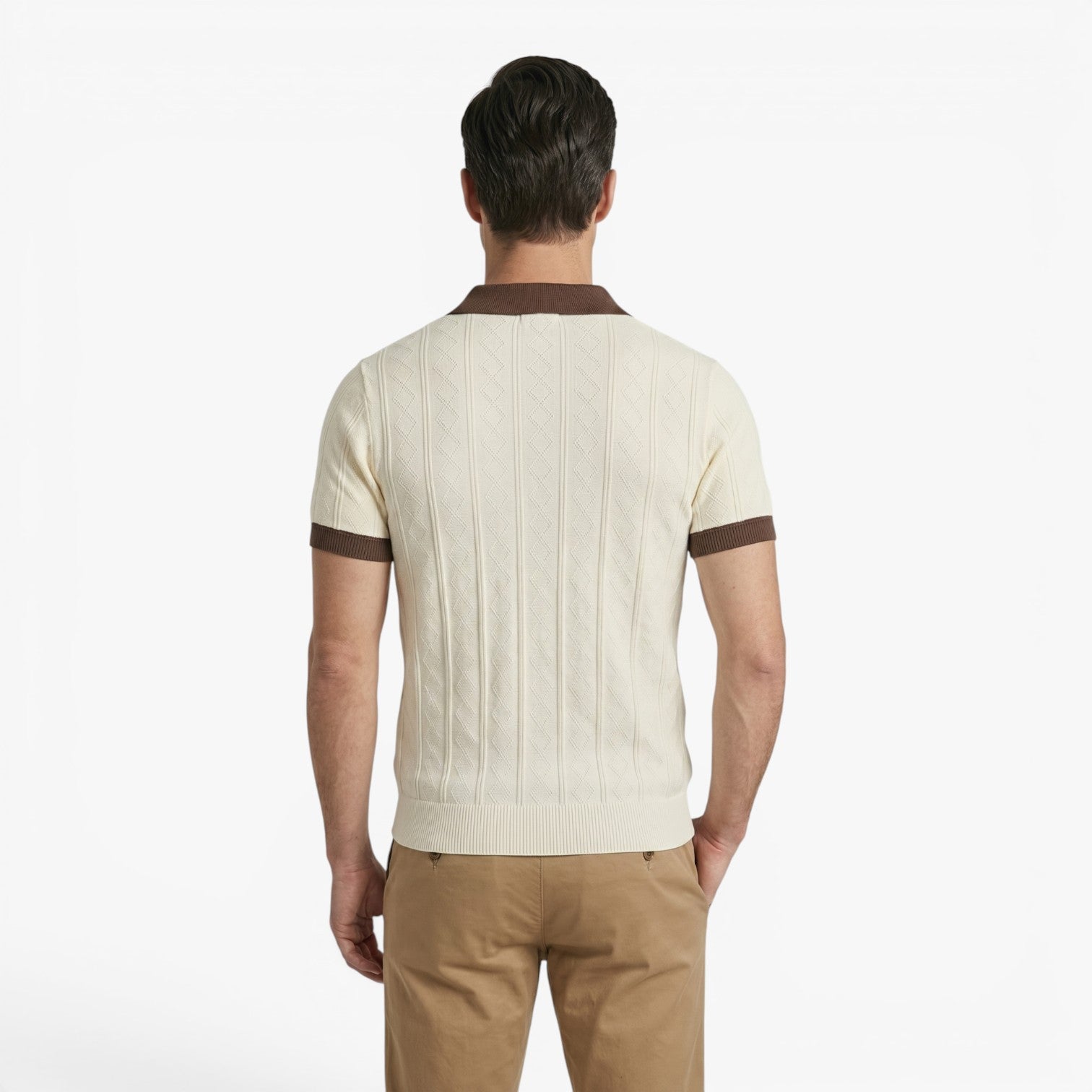 Old Fortune | Herren Strick-Poloshirt mit strukturiertem Muster und kontrastierendem Kragen